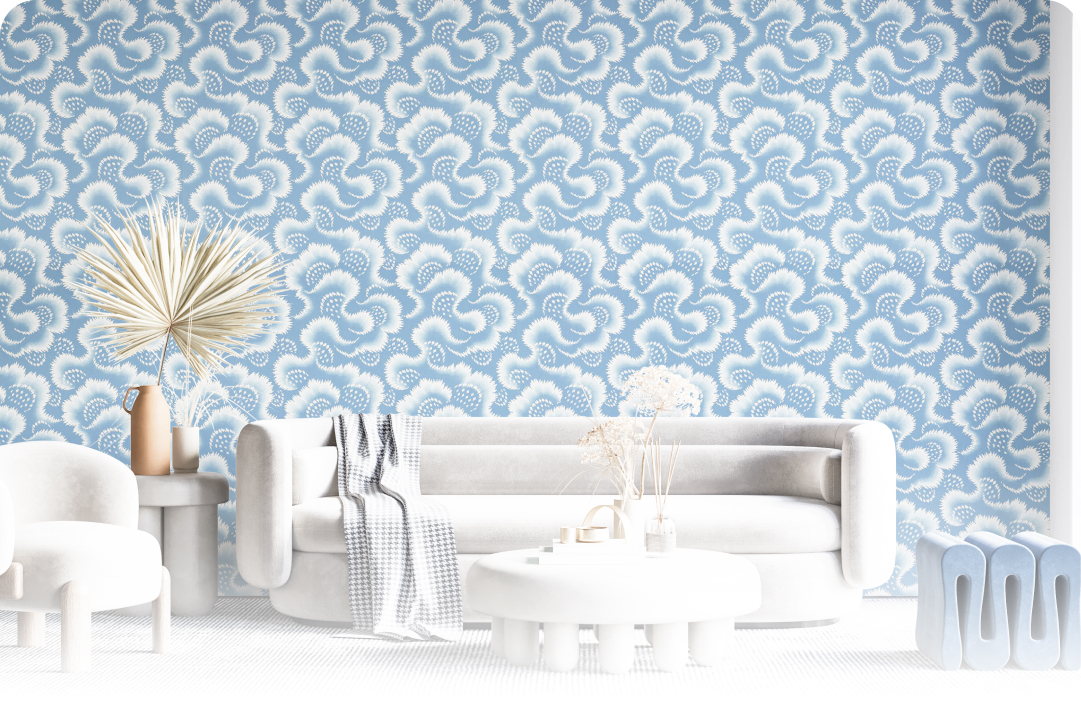 Blue Floral Abstract Harlequin Wallpaper